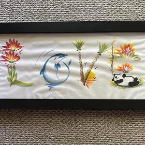LOVE framed art, hand painted, original piece of work